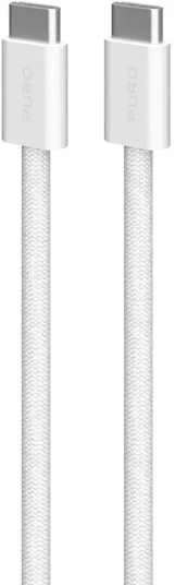 Kabelis Puro Braided USB-C/USB-C 60W, 1,5 m, baltas