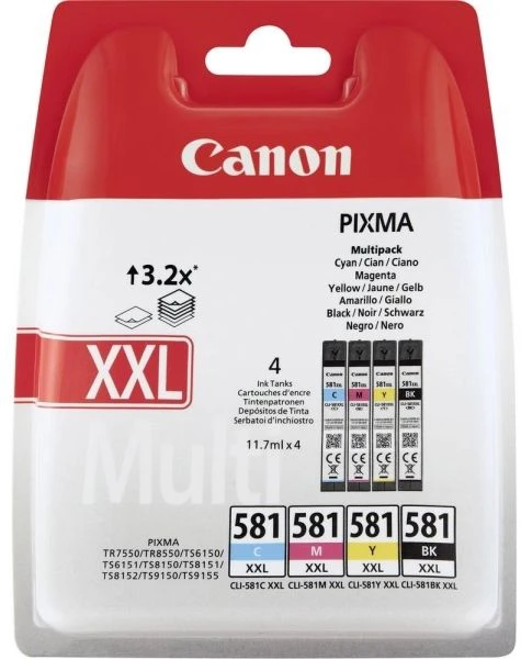 Canon CLI-581 C/M/Y/BK XXL rašalo kasetė, sudėtinė pakuotė
