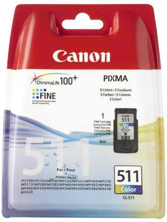 Canon CL-511 Originalus Žydras, Rausvai raudona, Geltona 1 vnt