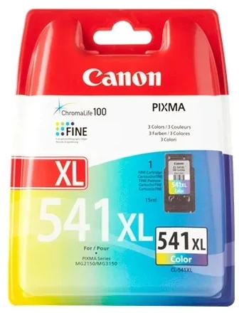 Canon CL-541XL, Didelės (XL) talpos, Žydra, Purpurinė, Geltona, 15 ml, 1 vnt., 400 puslapių, Vienkartinė pakuotė