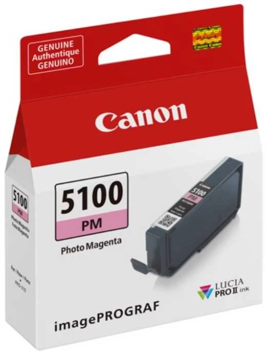 Originalus „Canon“ rašalo kasetė PFI-5100 PM, 6957C001, foto, rausvai raudona