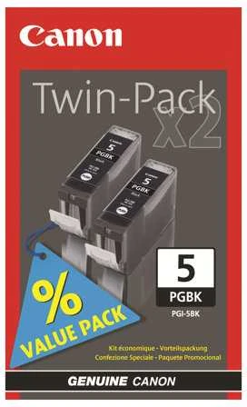 CANON PGI-5BK rašalo kasetė juoda standartinės talpos 2 pakuočių lizdinė plokštelė su signalizacija