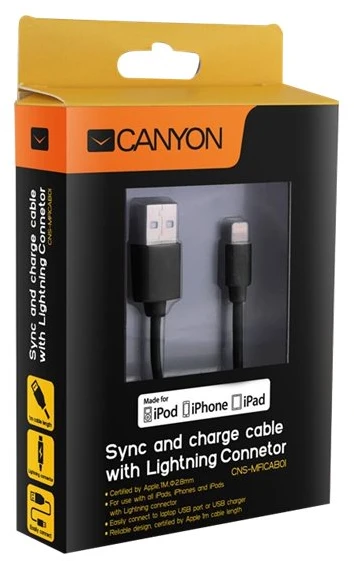 Apple CANYON kabelis MFI-1 Lightning 12W 1m Juodas