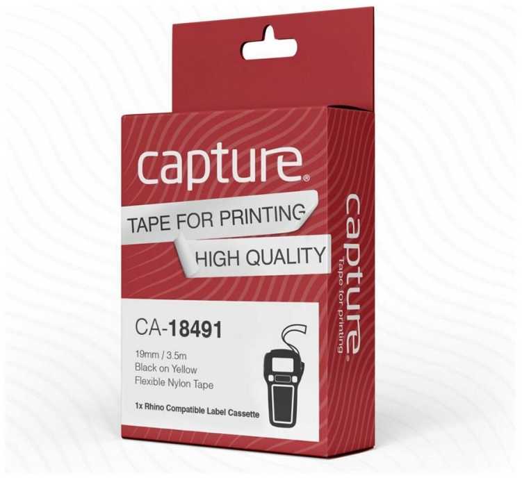 Capture 19mm x 3.5m Juodas on Geltona