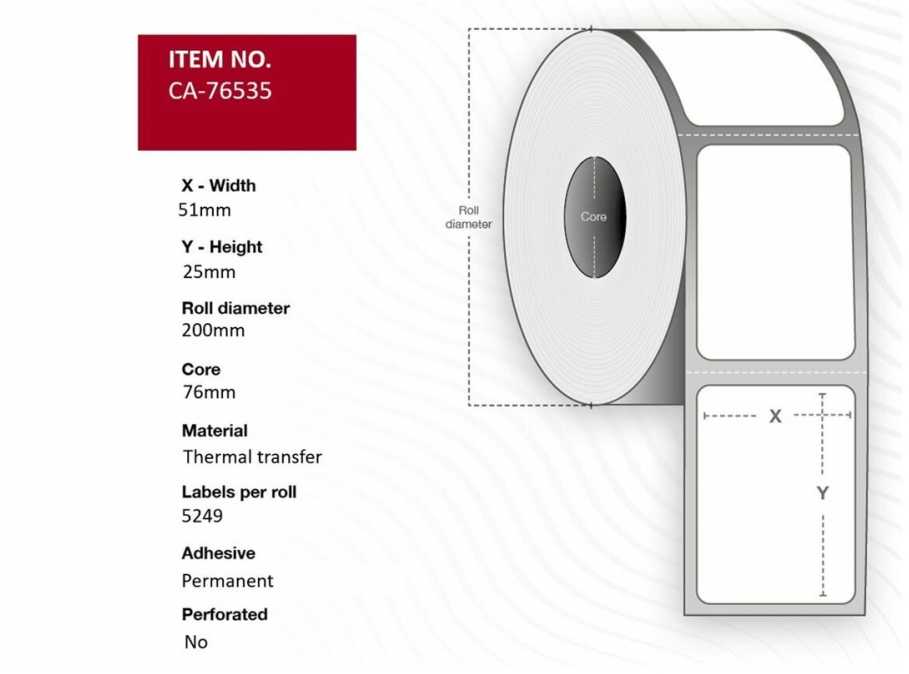Capture Label 51 x 25mm, Core 76mm,