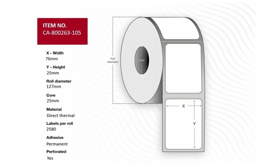 Capture Label 76 x 25mm, Core 25mm,