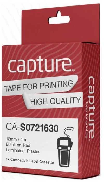 Capture 12 mm x 4 m juodas ant raudono fono