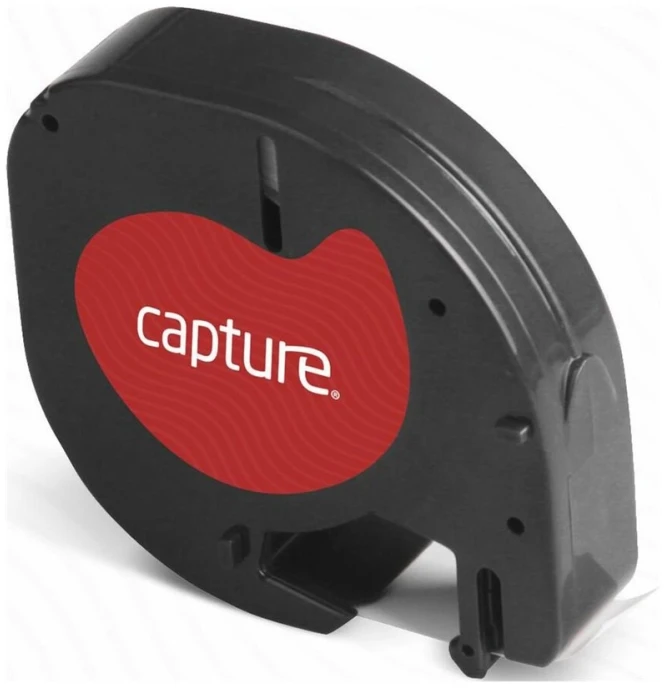Capture 12 mm x 4 m juodas ant raudono fono