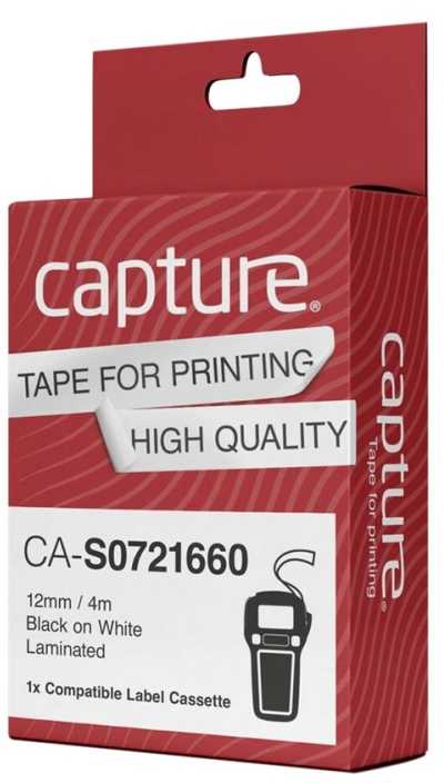 Capture 12mm x 4m Juodas on Baltas