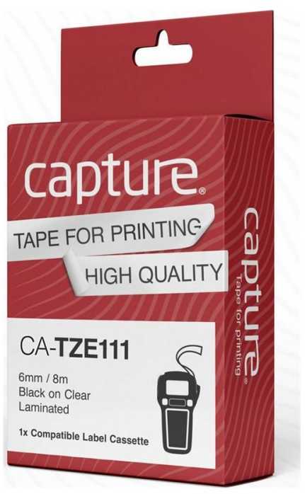 Capture 6 mm x 8 m juodas ant skaidraus fono