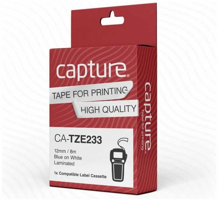 Capture 12 mm x 8 m mėlyna juosta ant balto fono