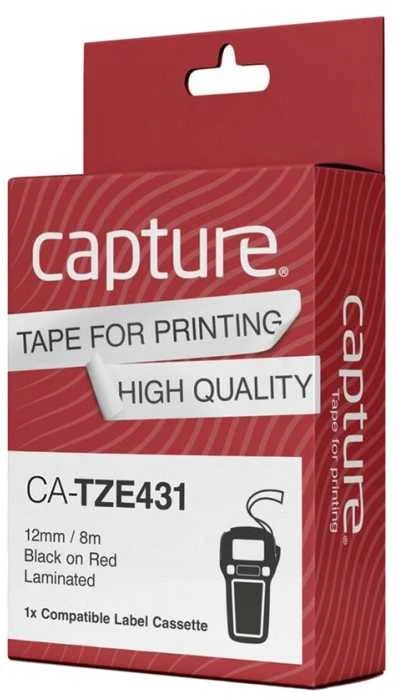 Capture 12mm x 8m Juodas on Raudona Tape