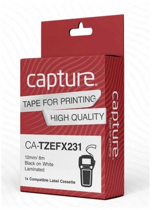 Capture 12mm x 8m Juodas on Baltas