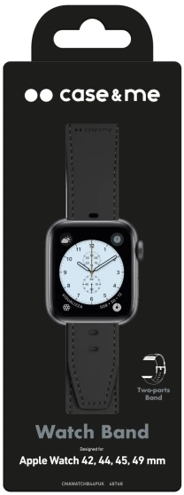 Case4Me „SBS“ ekologiškos odos dėklas „Apple Watch“ laikrodžiui (42/44/45/49 mm). Juodas