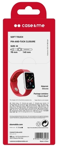 Case4Me SBS silikoninis laikrodžio dirželis, skirtas „Apple Watch“ 42/44/45/49 mm. Raudonas.