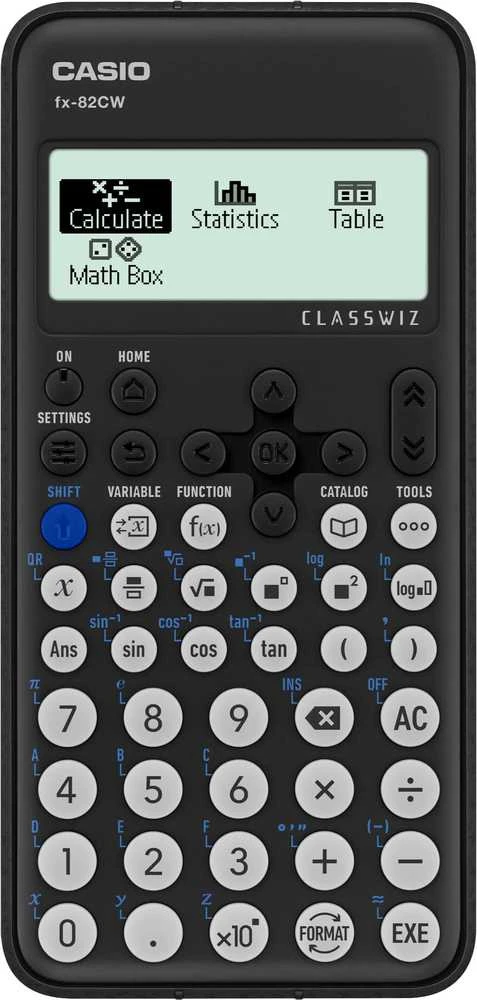 Casio FX-82 CW su įjungtu meniu ekranu
