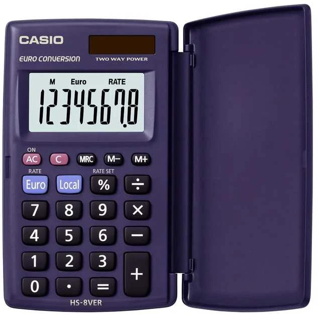 Casio HS-8VER skaičiuotuvas Kišenė Pagrindinis skaičiuotuvas Mėlyna