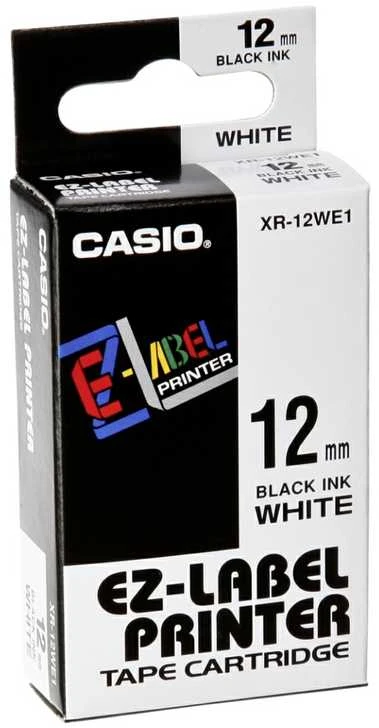 Casio XR-12 WE 12 mm juodas ant balto (XR12WE1)