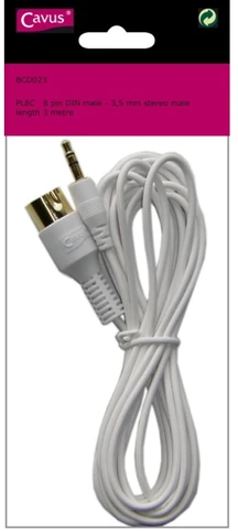 Cavus mp3 laidas 3,5 mm–DIN 3 m, baltas