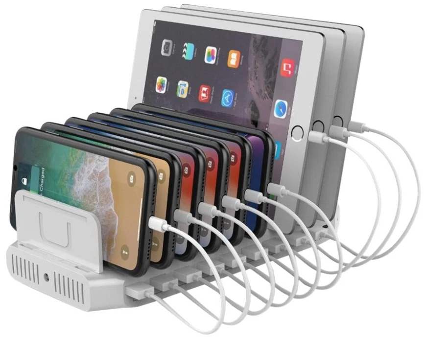 UNITEK Y-2190 įkrovimo stotelė 8x USB 2.4A 160W 2x QC3.0 USB-C Y-2190
