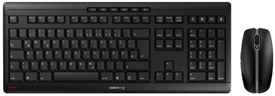 Klaviatūra ir pelė Cherry CHERRY Stream darbalaukio klaviatūra pelė su RF belaidžiu QWERTY Scandinavia Juodas