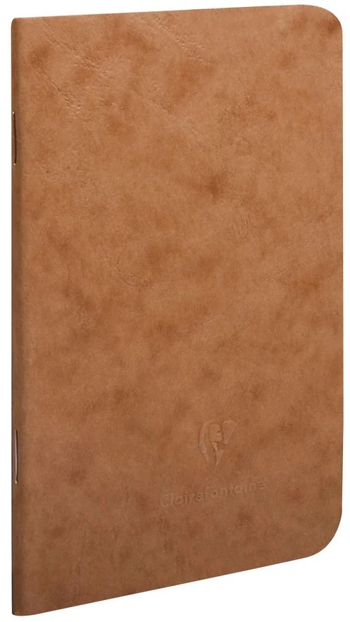 Clairefontaine „Amžiaus krepšys“ rudas užrašų sąsiuvinis 9x14 cm, 96 puslapiai/48 lapai, 90 gramų baltas popierius, linijuotas, kartoninis viršelis