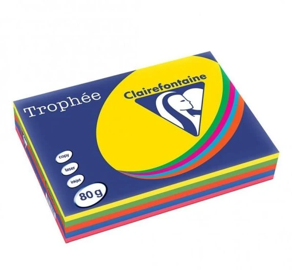 Clairefontaine 1704SC, lazerinis/Inkjet printing, A4 (210x297 mm), 500 sheets, 80 g/m², Mėlyna, Žalias, Oranžinis, Rožinė, Geltona, 5 pc(s)