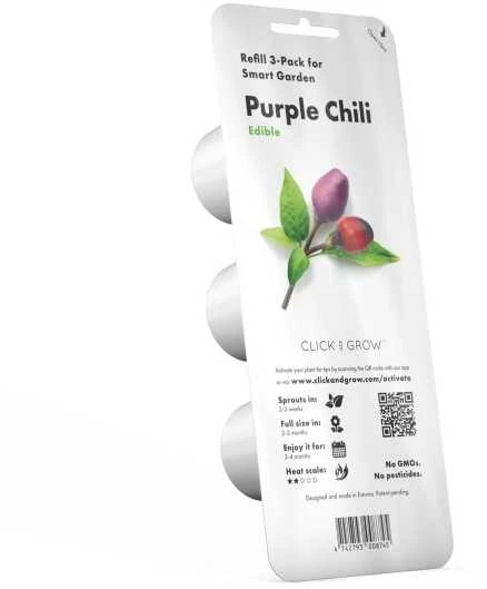 Click & Grow sėklos išmaniajam vazonui - Violetiniai čili pipirai (SGR46X3) 3vnt.