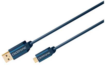Clicktronic USB-A – miniUSB laidas, 1,8 m mėlynas (RB70127)
