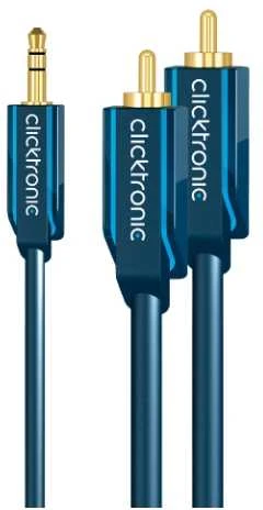 Kabelis Clicktronic Jack 3.5mm - RCA (Cinch) x2 7.5m tamsiai mėlyna (JAB-1339077)