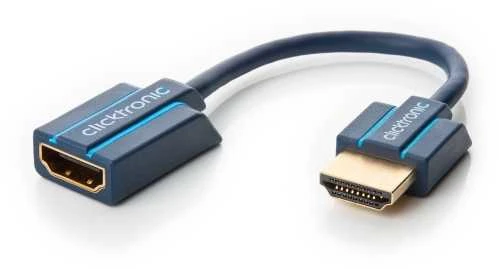 ClickTronic HQ OFC HDMI didelės spartos plėtinys su eternetu, paauksuotas galas, 3D, 10 cm