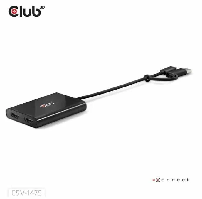 Adapteris AV Club 3D Club3D Adapteris USB-C (USB A adapteris) > 2x HDMI 4K@60Hz St/Bu mažmeninė prekyba