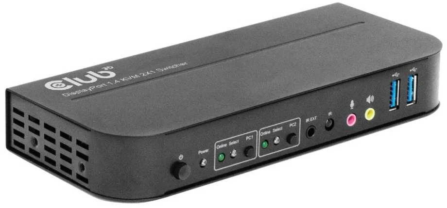 Club 3D Club3D tinklo jungiklis – jungiklis, DP/HDMI KVM jungiklis – dvigubas DP 4K 60Hz