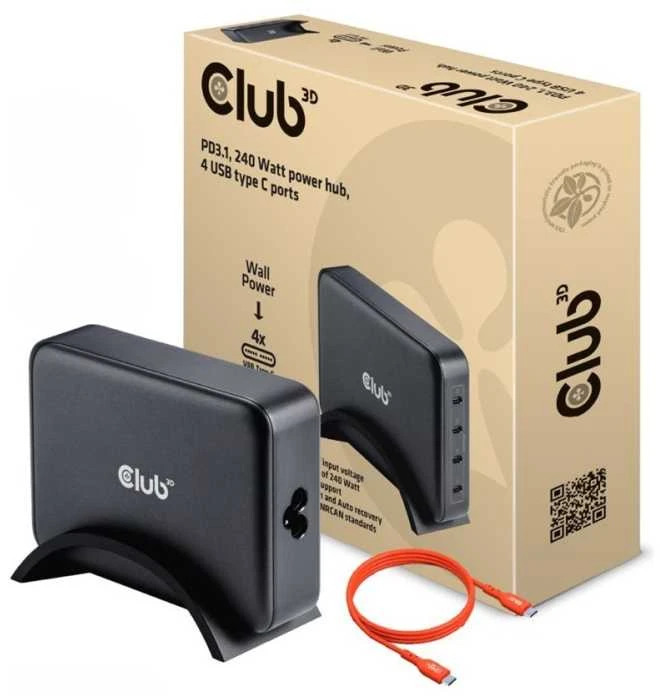 Įkroviklis Club 3D CAC-1918 Universali 4xUSB-C 240W