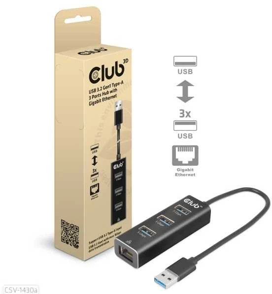 Club 3D Įvesties/išvesties šakotuvas USB3.2 3 prievadų/CSV-1430A CLUB3D