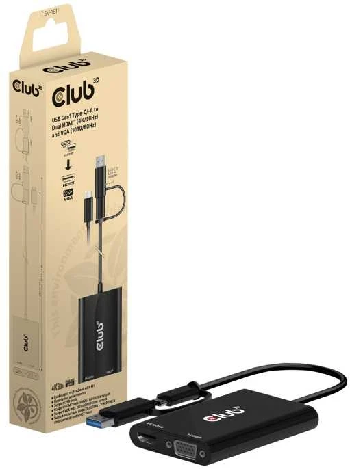 Club 3D USB-C/A stotis / replikatorius (CSV-1611)