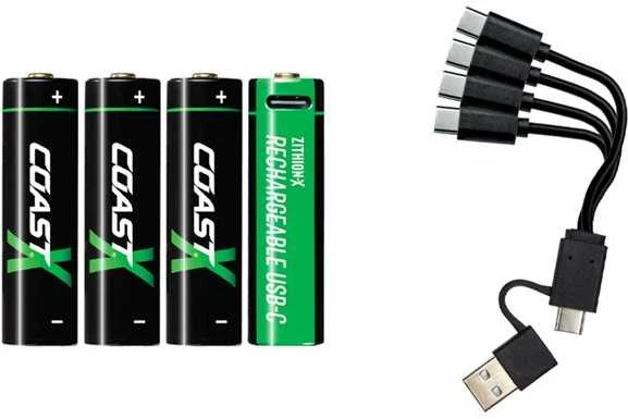 „Coast AA“ įkraunamos baterijos 1,5 V, 2400 mAh, USB-C, 4 vnt.