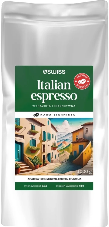 4Swiss Kavos pupelės 4Šveicariškas itališkas espresso šviežiai skrudintas 1kg