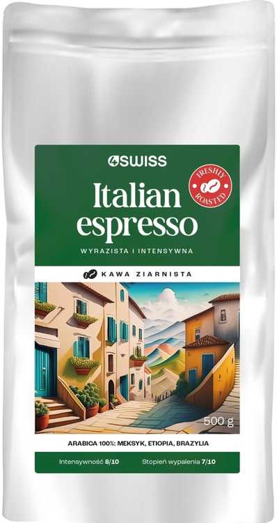 4Swiss 4Šveicariškos itališkos Espresso kavos pupelės, šviežiai skrudintos, 500g