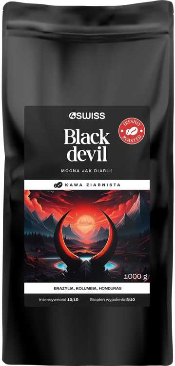 Kavos pupelės 4Swiss Juodas Devil šviežiai skrudintos 1kg