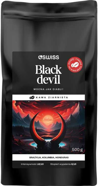 4Swiss Juodas Devil kavos pupelės, šviežiai skrudintos, 500g