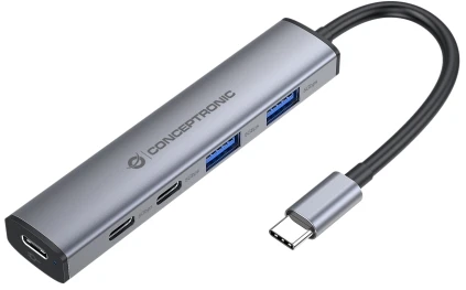 HUB USB Conceptronic Huby i koncentratory USB 3.2 Gen 1 (3.1 Gen 1) Type-C 5000 Mbit/s pilka (HUBBIES22G)