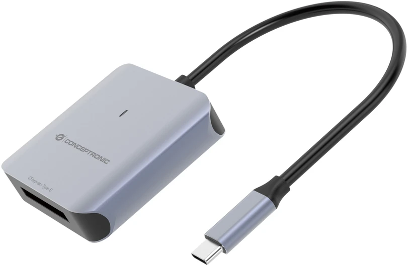 Conceptronic BIAN08G CFexpress 2.0 Type B kortelių skaitytuvas USB 3.2 Gen 2, CFexpress 2.0 Type B, pilkas, 10000 Mbit/s, aliuminis, 2 TB, USB 3.2 Gen 2 Type-C