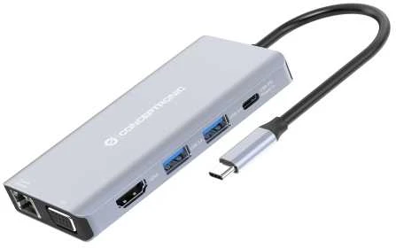 Carruzzo Conceptronic DONN20G knyginių kompiuterių dokas / jungčių replikatorius Vielinis USB 3.2 Gen 1 (3.1 Gen 1) Type-C Pilka