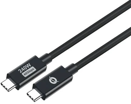 Conceptronic ETTA04B20 USB 4.0 Gen 3 C-C PD 3.1 240W kabelis 2 m, 48 V 5 A, 40 Gbps, E-Mark, 2 m, USB C, USB C, USB4 Gen 3x2, 40 Gbit/s, juodas