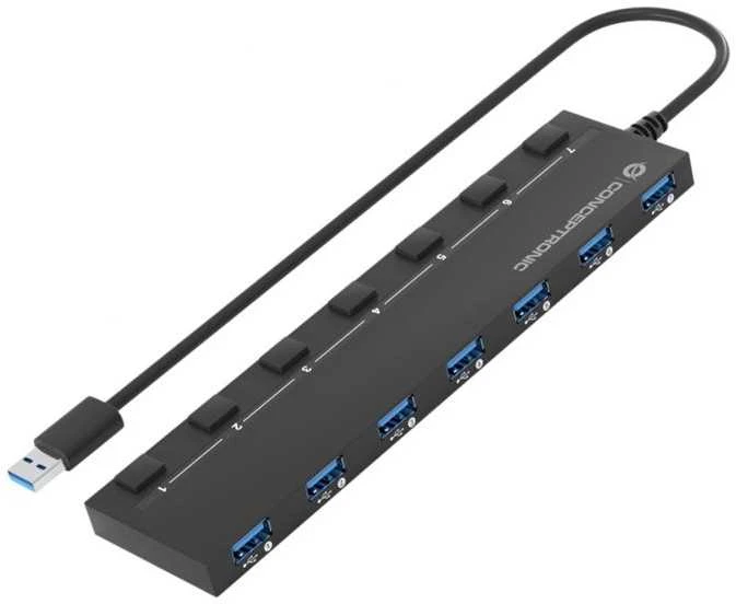 Carruzzo Conceptronic HUBBIES19BP sąsajos šakotuvas USB 3.2 Gen 1 (3.1 Gen 1) Type-A 5000 Mbit/ai Juoda