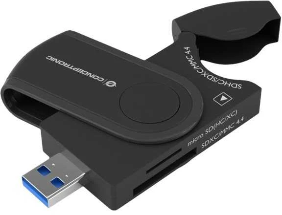 Conceptronic USB 3.0 kortelių skaitytuvas su atlenkiamu dangteliu