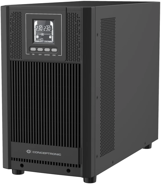 Conceptronic ZEUS52ES3K 3000VA 2700W online bokštinis UPS, Schuko, dvigubo konversijos (online), 3 kVA, 2700 W, sinusinė, 220 V, 240 V
