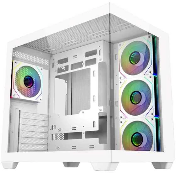 „Cooler Master Elite 681“ korpusas, ATX, permatomas šoninis skydelis, 4x 120 mm ARGB ventiliatoriai, baltas