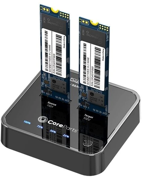 CoreParts MS-CLONER-NVME doko stotelė kietiesiems diskams USB 3.2 Gen 2 (3.1 Gen 2) Type-C Juoda